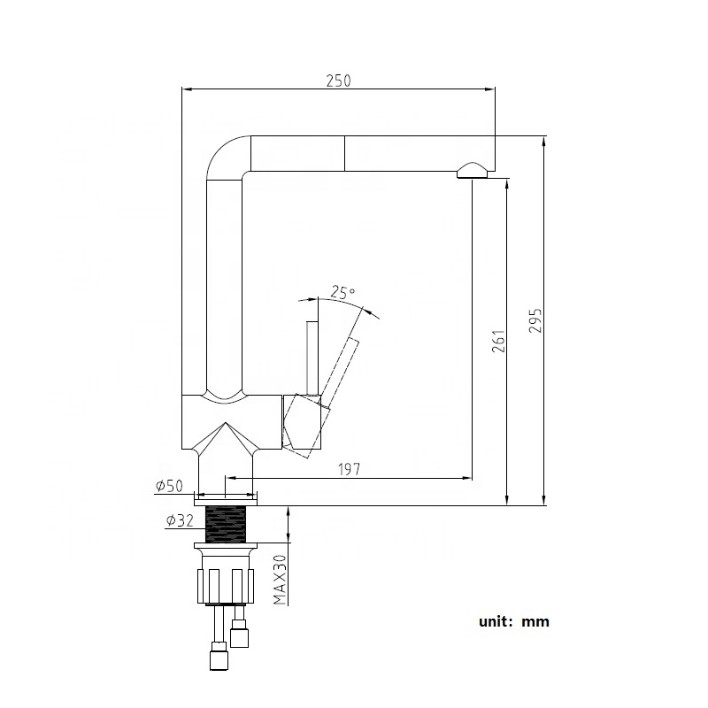 Kích thước Vòi rửa bát Eurokara EK-1327CH