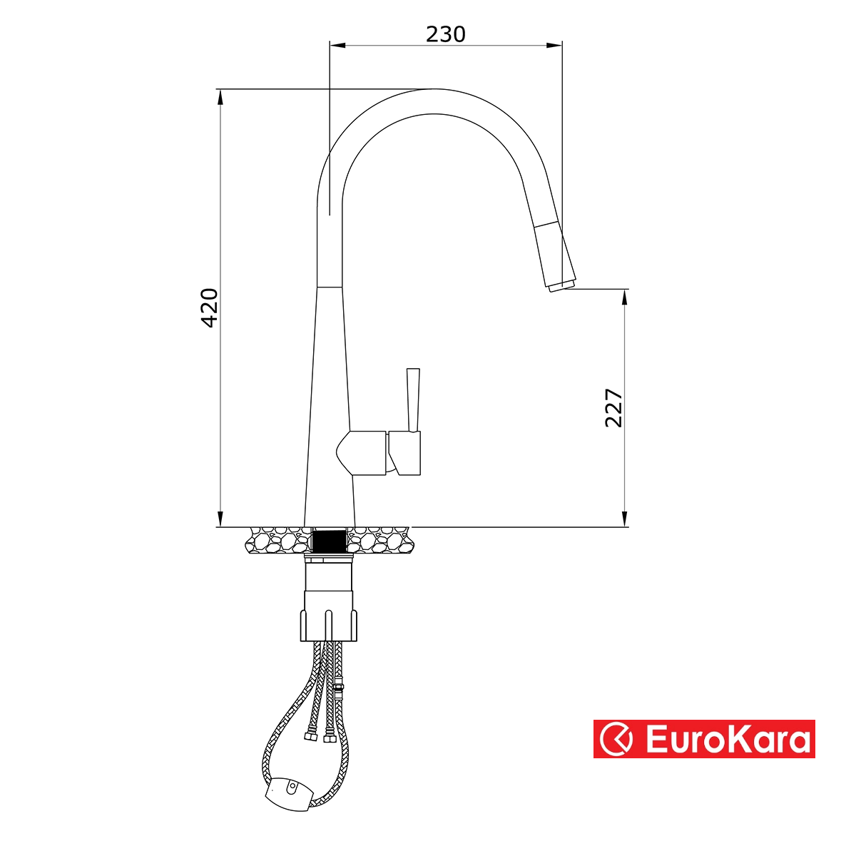 Kích thước của Vòi rửa bát Eurokara EK 1004BN